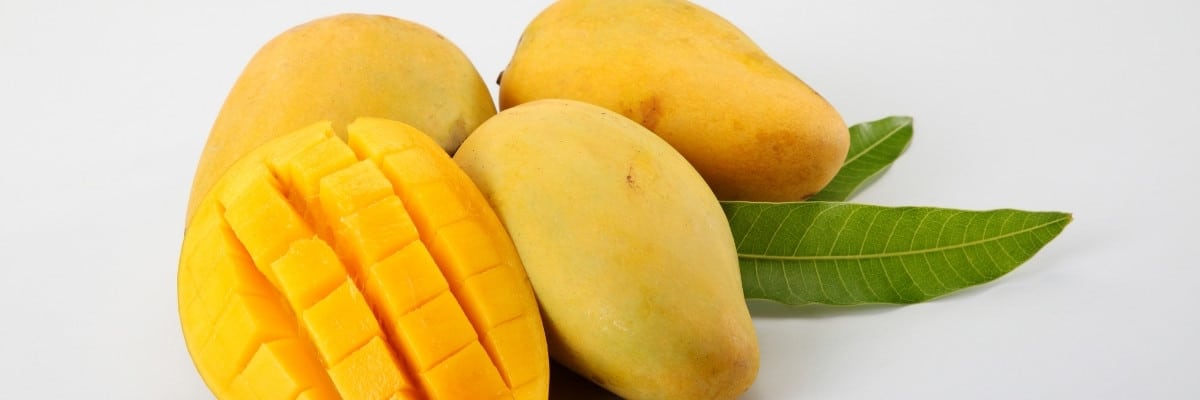 Three full mangoes and one in square cut