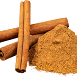 Cinnamon sticks and powder in transparent background