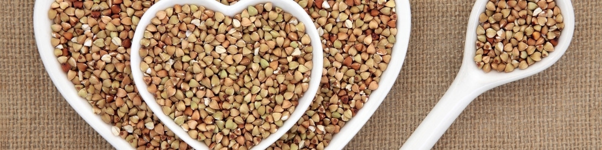 whole grains Buckwheat in heart shape bowls